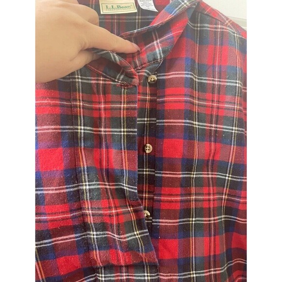 USA LL Bean Plaid  Red Traditional Women’s SHIRT TUNIC 1/4 BUTTONS UP SIZE 8 - Picture 2 of 10
